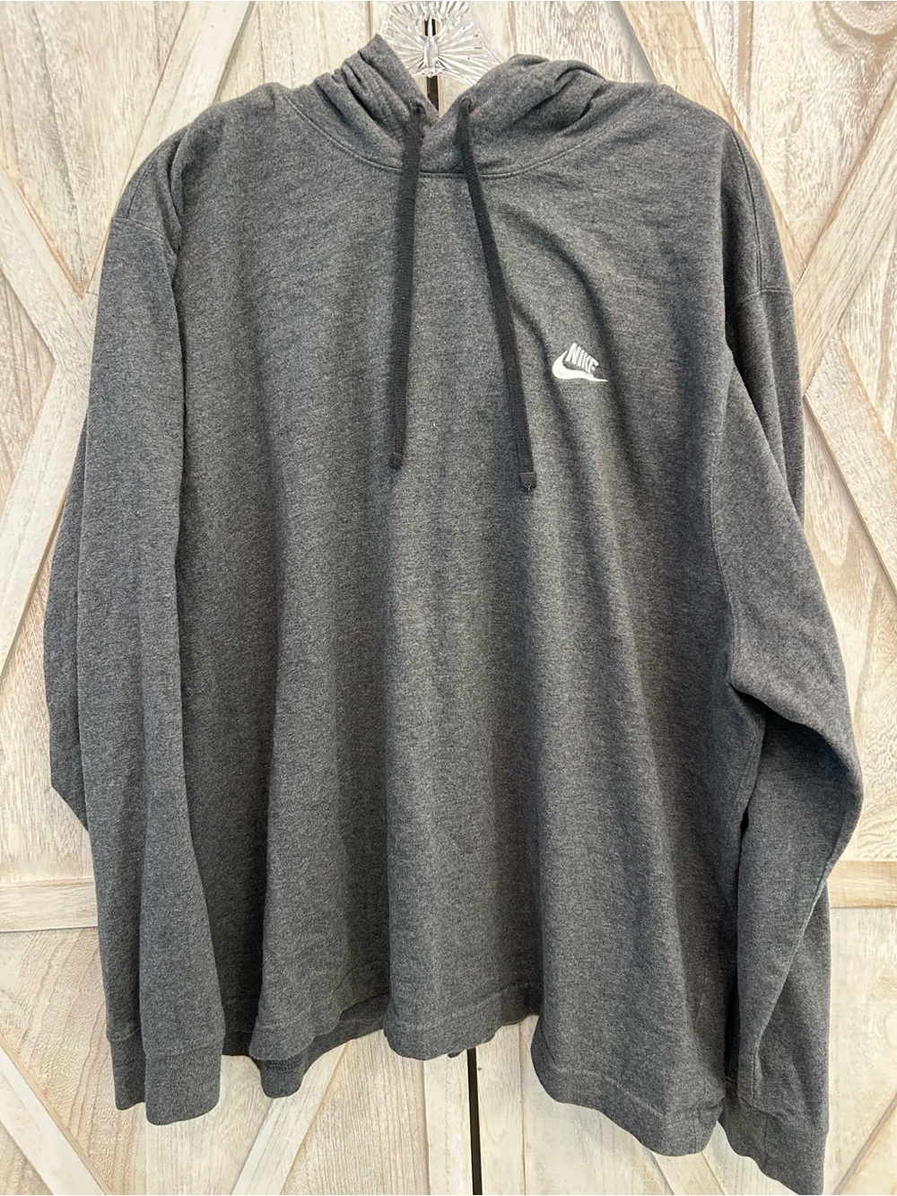 Nike Sportswear Club Jersey Hoodie 2XL Gray Cotton Pullover Swoosh XXL